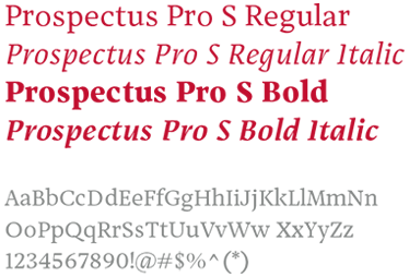 Prospectus pro S family font displayed visually