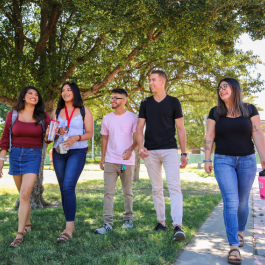 Students walking on campus
